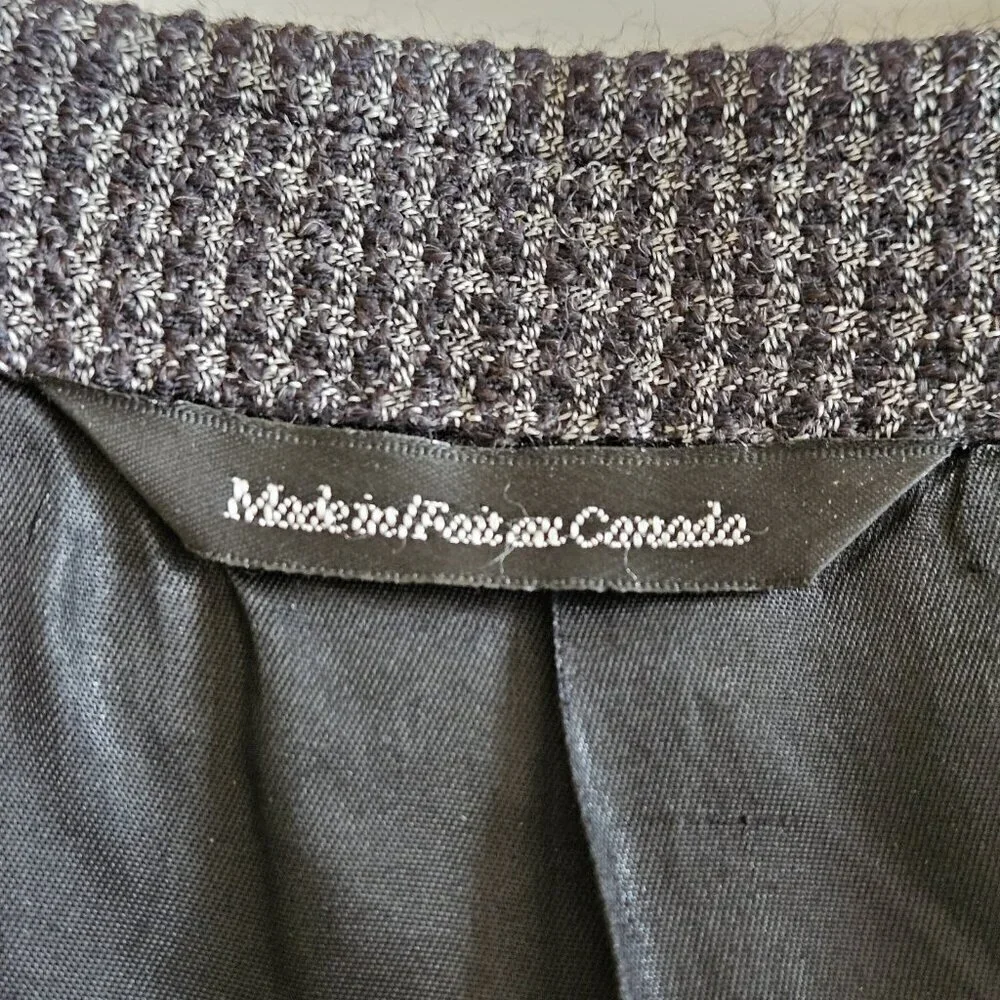 Savile Row Blazer Mens US 46 Black Gray Wool Alpaca Lined 2B Ventless Vtg FLAWS